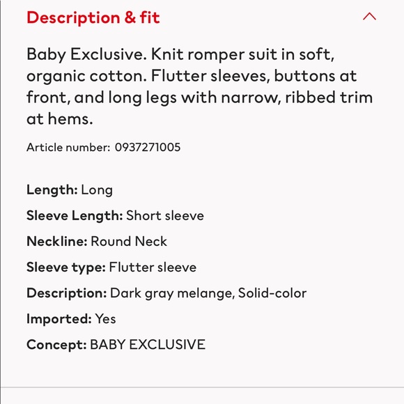 H&M knit 🧶 grey organic cotton romper 18M - Picture 3 of 4